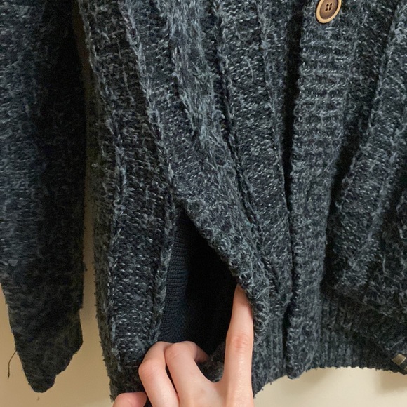 TRIPLE FIVE SOUL MEN INSULATED MOHAIR BLEND HOODED CARDIGAN SWEATER JACKET - Picture 5 of 7